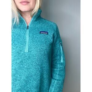 PATAGONIA Better Sweater Turquoise Teal 3/4 Zip Pullover Sweater US SMALL